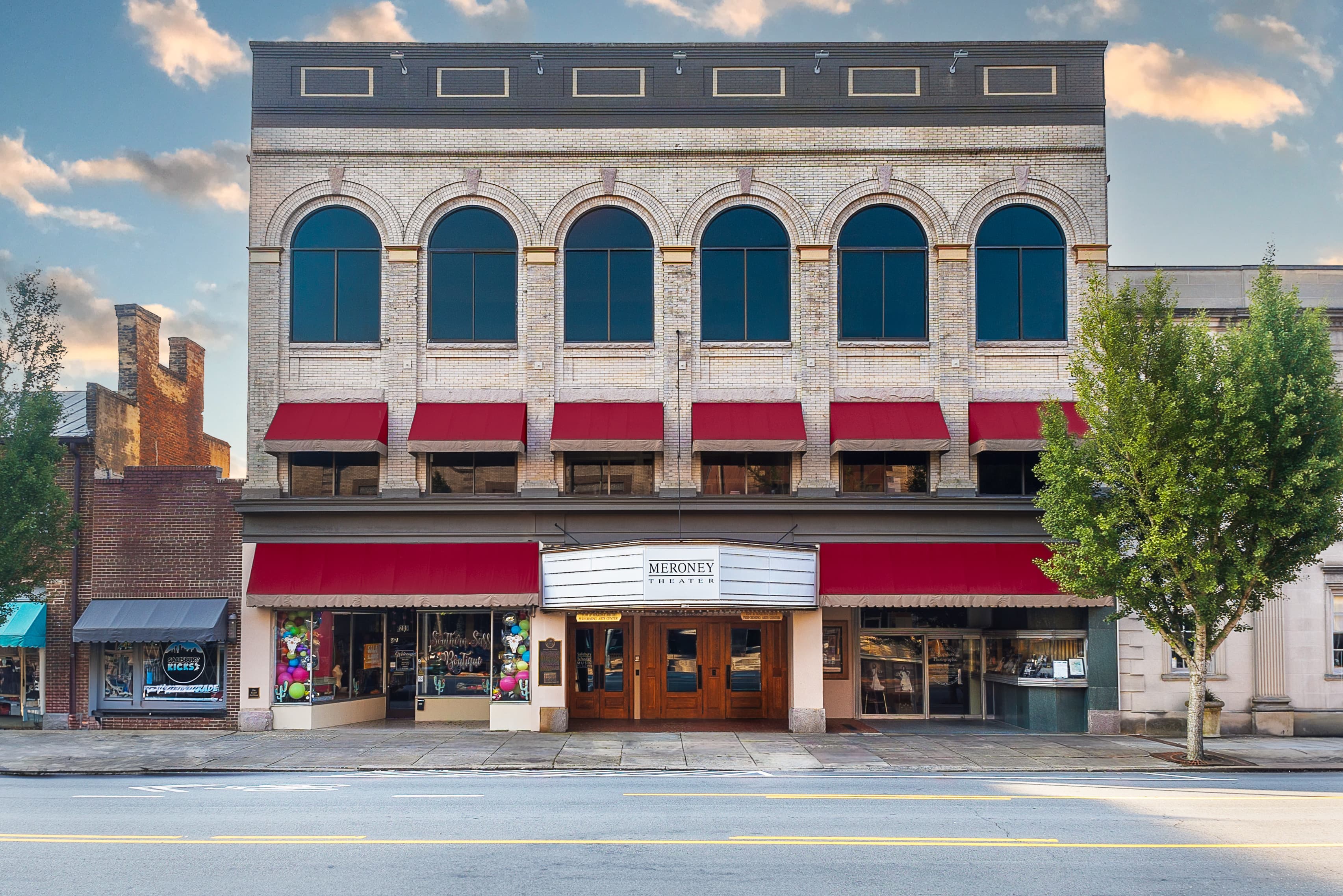 Exterior view of the Meroney Theater entrance in downtown Salisbury