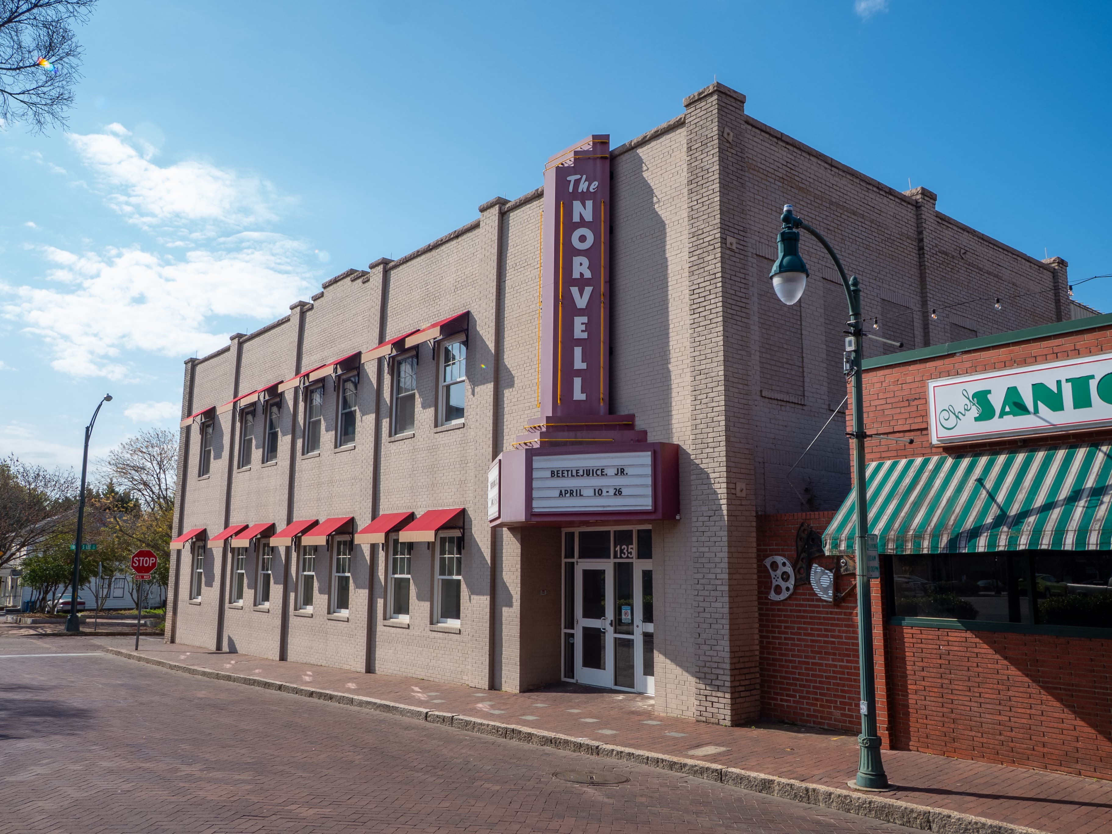 Exterior view of the Norvell Theater on Fisher Street